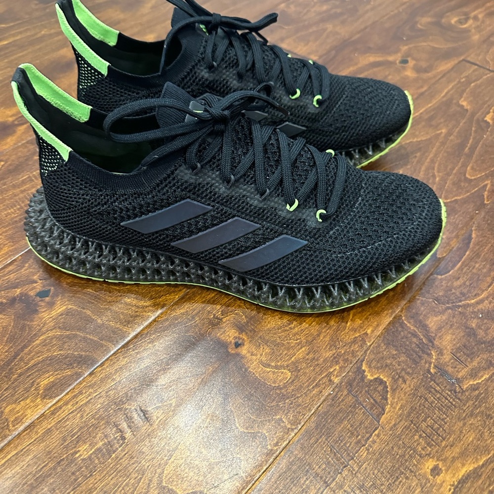 Adidas 4DFWD Men’s Running Shoes Black Knit Sneakers with Neon Green Highlights